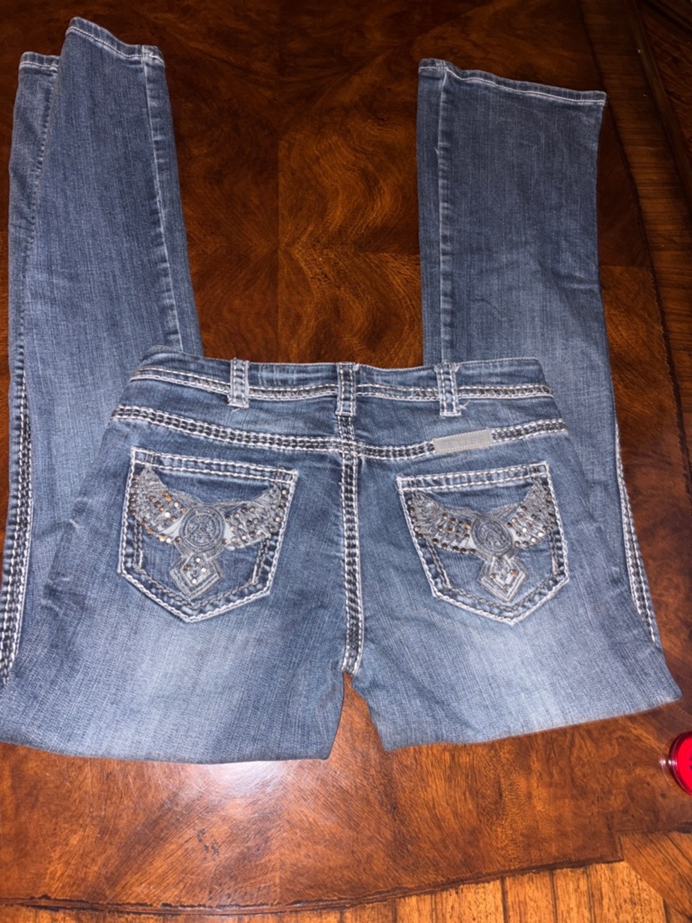 Cowgirl Tuff Women's Distressed Medium Blue Bootcut Jeans